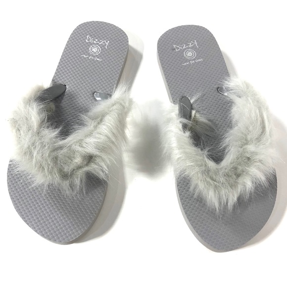 furry flip flop slippers